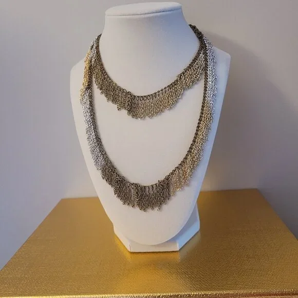 Gold, Silver and Bronze Tone Necklace - Picture 2 of 5